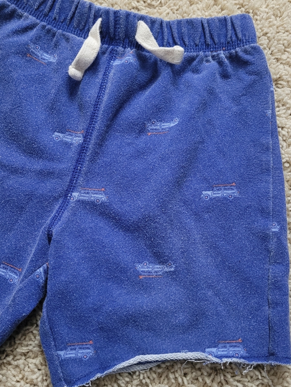 The Childrens Place 3T Retro Beach Bum Raw Hem Pull On Summer Shorts Blue Car - Picture 2 of 7